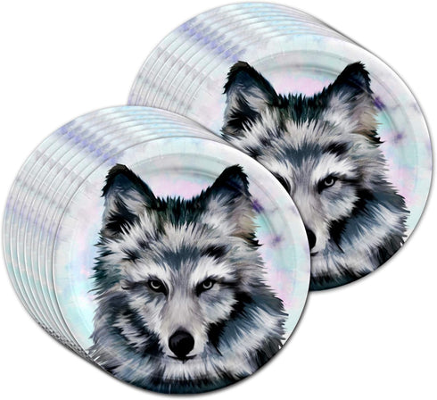 Wolf Birthday Party Supplies Set, Plates Napkins Cups Tableware Kit for 16