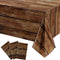 Irenare 3 Pcs Brown Wood Grain Tablecloths, Rustic Plastic Table Covers for Rectangle Table, Vintage Farmhouse