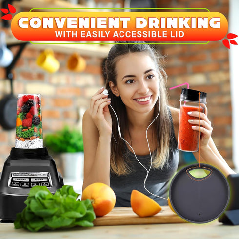 2Pcs Single Serve Blender Cup with Lid - 16 Oz Replacement Cup for Ninja Blenders