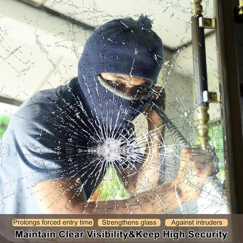 Shackcom Window Security Film 17.3in x 9.84ft, Clear Adhesive Anti-shatter Tempered Glass Film for Home, Office, Car