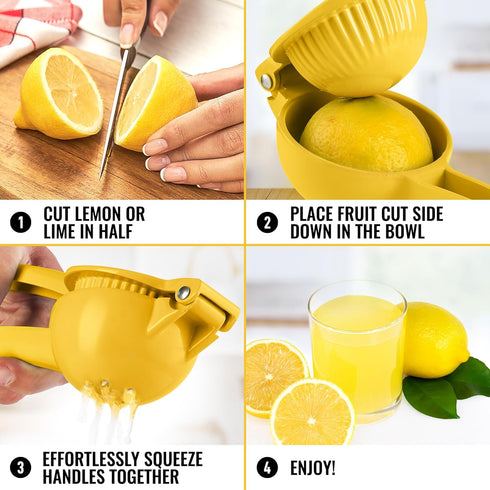 Zulay Kitchen Metal Lemon Squeezer - Handheld Citrus Juicer for Extracting the Most Juice Possible