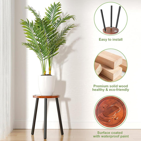 Vecxoty 16.7" Wood Plant Stands Indoor, Tall Plant Stand Outdoor Mid-Century Plant Stool, Single Plant Table Modern