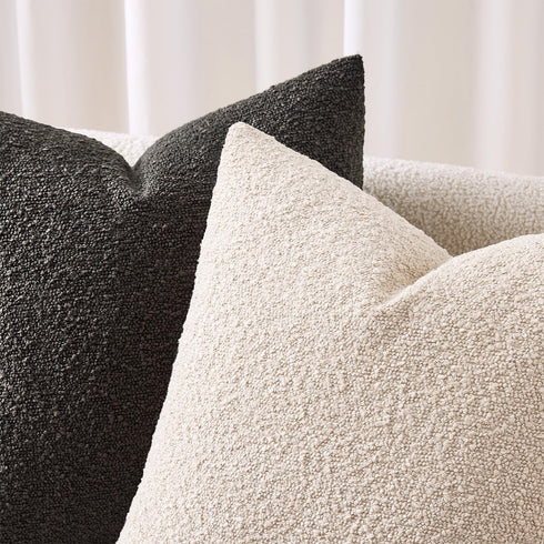 Pack 2 Cozy 18 18 Inch ANRODUO of Textured Boucle Throw Pillow Covers Soft Oatmeal Decorative Accent Solid Pillow Cases