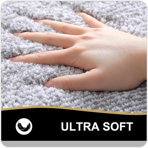 OLANLY 44x24 Bathroom Rugs - Extra Soft Absorbent Microfiber Bath Mat, Non-Slip, Machine Washable Grey