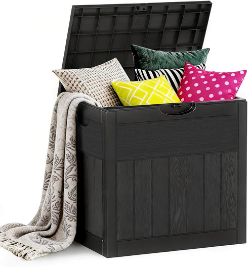 ZYJOYY 33 Gallon Resin Deck Box Waterproof Outdoor Storage Box and Patio