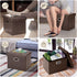 17x13x13in COSYLAND Ottoman with Storage Folding Leather Ottoman Footrest Foot Stool Brown Ottoman for Rooms Small