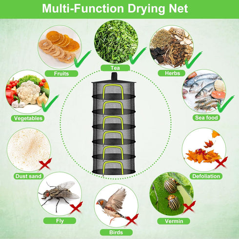 6 Clothes(6 Layers-23.62'') Layer Herb Drying Rack, Herb Drying Rack Hanging Mesh, Foldable Plant Drying Net