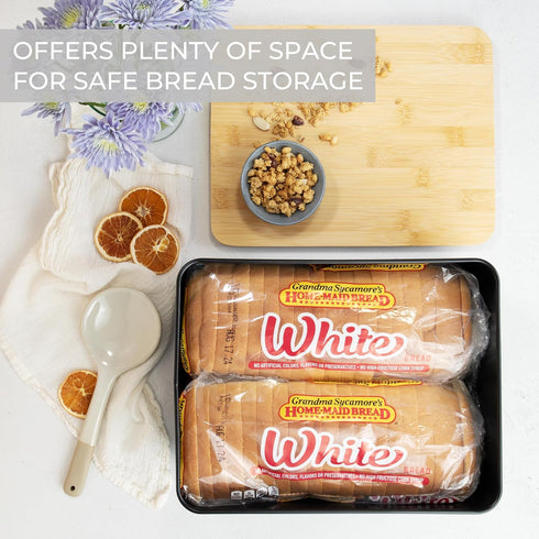 Countertop ZICOTO Beautiful Bread Box With Wooden Lid For Your Kitchen - Spacious Container Perfectly Stores Your