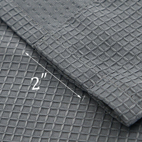 Tier Curtains, Waffle Woven Textured Kitchen Tier Curtains, Waterproof Half Window Covering, 30" x 24", Grey, Set of 2