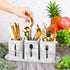 Kathfly 4 Pcs Silverware Caddy Utensil Holder - Countertop Organizer with Wood Tray for Kitchen Parties (Retro White)