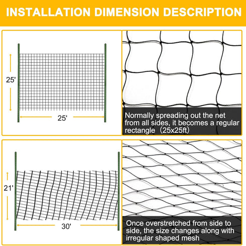 25'x25' 1" BSTPCOO Chicken Netting with Mesh Nylon Bird Netting for Chicken Coop, Heavy Duty Poultry Net Bird Net