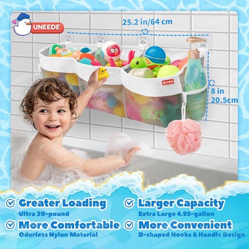 4.95 3 UNEEDE Gallons Compartment Horizontal Bath Toy Storage,Bathtub Toy Storage Organizer,Bath Toy Holder