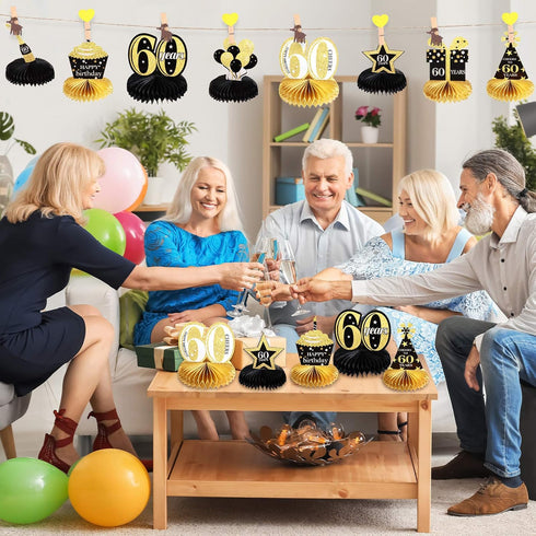 8 Piece 60th Birthday Decoration, Centerpieces and Table Toppers for Sixty Years Party Favors