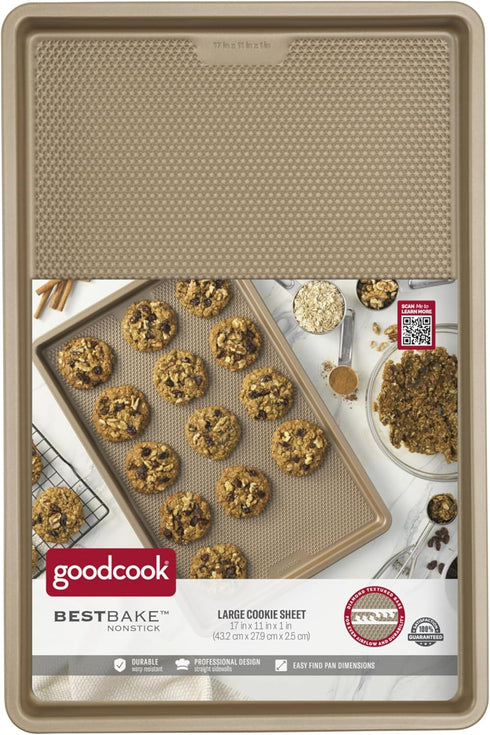 GoodCook BestBake Nonstick Textured Carbon Steel Large Cookie Sheet, 11" x 17", Bronze