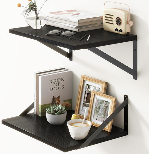 Fun Memories Deep Floating Shelves for Wall, 12 Inch Deep Black Floating