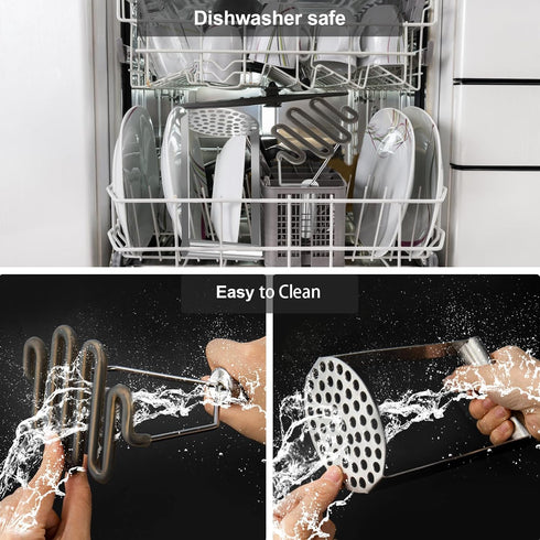 2Pcs Wide Potato Smasher,Mashed Potato Masher,Stainless Steel Masher Kitchen Tool for Bean,Vegetable,Food,Fruit,Salad