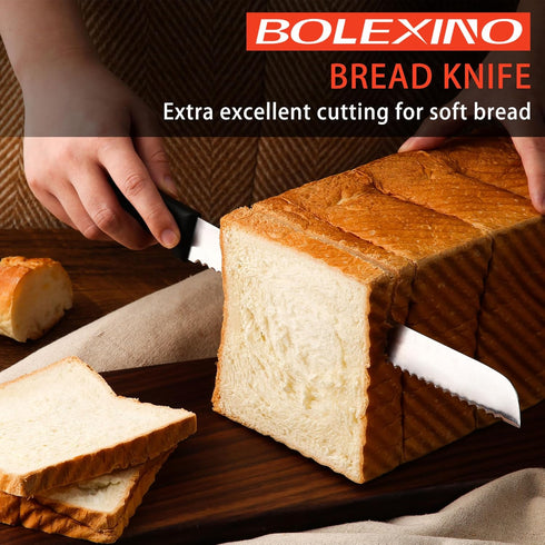 10 Inch Serrated Knife for Homemade Bread with Sheath, High-Carbon Japanese Stainless Steel Blade