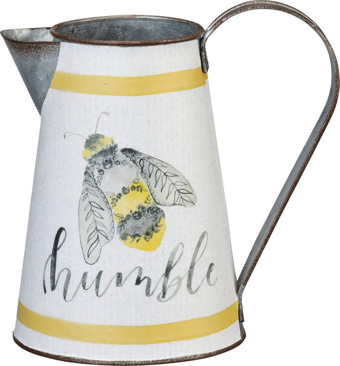 Primitives by Kathy Decorative Metal Pitcher, Medium, Happy Humble Design