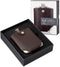 Viski Stainless Steel Flask with Traveling Case, Leather Wrap, 5oz, Brown