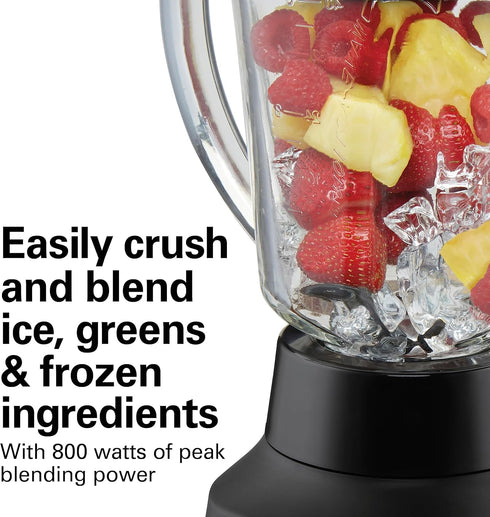 Hamilton Beach 58175 Wave Action Blender for Shakes and Smoothies, 800 Watts, 40 oz Glass Jar, Black