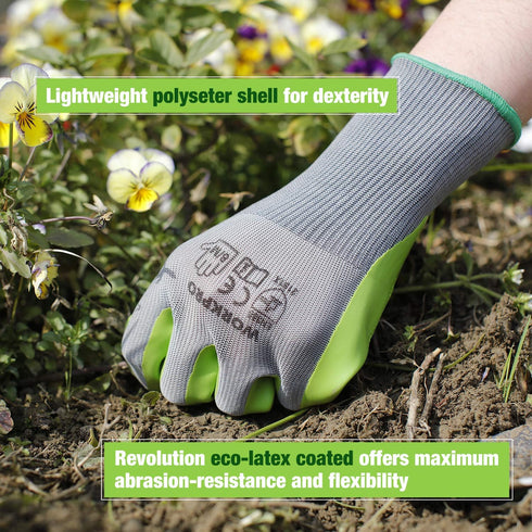 WORKPRO 6 Pairs Garden Gloves, Eco Latex Palm Coated Working Gloves for Weeding, Digging, Raking