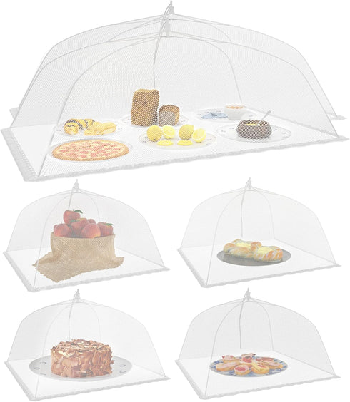 Simply Genius 6 Pack Mesh Food Cover Set, 2 Jumbo (100cm x 60cm) & 4 Large (17”x17”) Pop-Up Food Tents for Outdoors,
