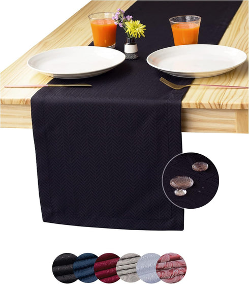 Black Table Runner 36 inch, Wrinkle-Free Dresser Scarf, Waterproof Coffee Table Runner, Outdoor Short Small Dining
