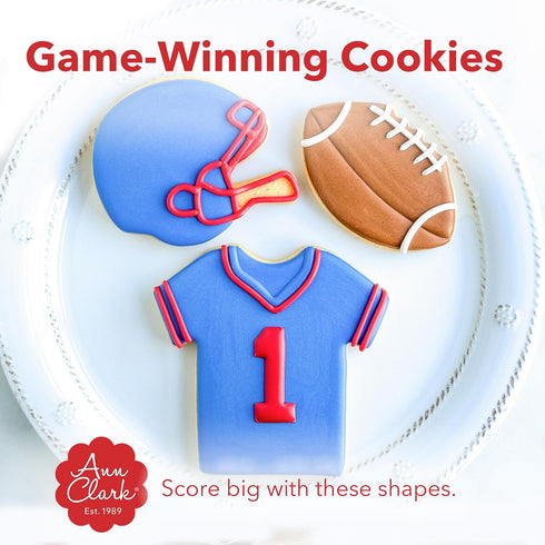 Football Cookie Cutters 2-Pc Set - Made in USA by Ann Clark, 4.5", 3.5"