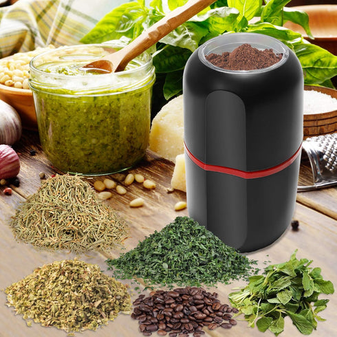 Turimon Electric Herb Grinder, Large Herbal/Coffee Mill/Crusher for Spice and Herbs - Black - 4.2 oz Capacity with Brush