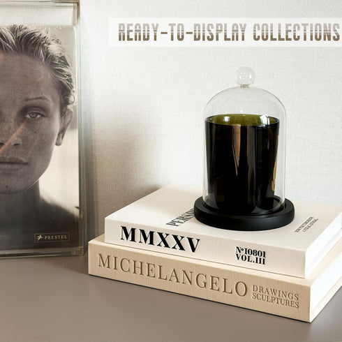 Chicooan 4-in-1 Set, 2 Decorative Books Coffee Table Books Decor, Linen Fake Book Boxes with Wood Tray, Bead Garland