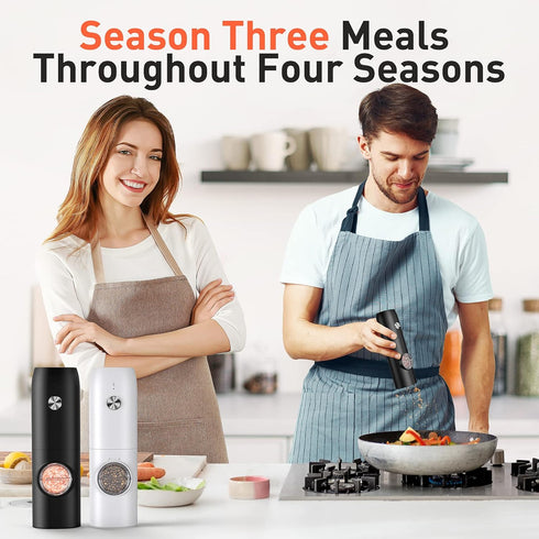 Set, 2 Pack Electric Salt and Pepper Grinder USB Rechargeable Kitchen Gadgets-Automatic Salt and Pepper Mill