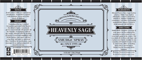 Sage Smudge Spray, 8 FL OZ, 100% Natural Sage, Juniper & Lavender, Smokeless Energy Clearing