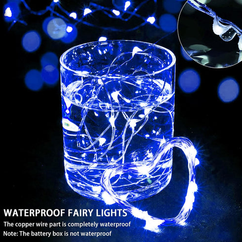 24 Pack 7Ft 20 3 4th Blue Fairy Lights LED Twinkle String Lights Modes Battery Operated Waterproof Firefly Starry