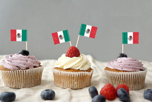 JBCD Mexico Toothpick Flag - Mexican Mini Small Cupcake Topper Flags, 200pcs