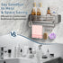OKEJUNYE Shower Caddy Suction Cup, No Drilling Removable Shower Shelf with Towel Bar & Portable Hooks, Aluminum
