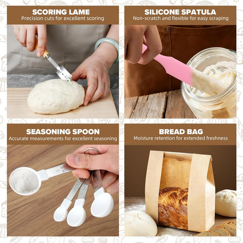 18 34 Oz Set RYTOXILO Sourdough Starter Kit, Pcs Sour Dough Bread Baking Supplies Kits for Beginners with Glass Starter