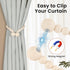 2 Pack, KLOGTSIND Magnetic Curtain Tiebacks, Curtain Holdbacks for Curtains Wood Bead Curtain Holders for Boho Bedroom
