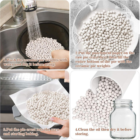 Sukh 1LB Pie Weights for Baking, Reusable Ceramic Weights for Pie Crust, Natural Stoneware