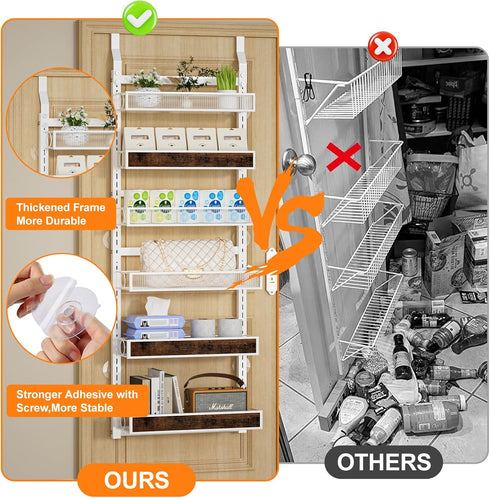 6 2 1 Tier Over the Door Pantry Organizer IN Hanging or Wall Mounted Spice Rack with Adjustable Basket,Heavy Duty