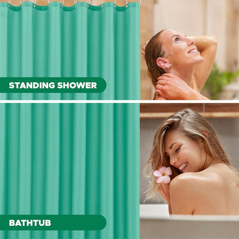 Biscaynebay Quality Fabric Shower Curtain Liners, 72 Inch Teal Water Resistant Bathroom Curtains