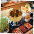 Golden Stainless Steel Small Hot Pot with Divider, Individual Cooking Pot for Noodles, Milk