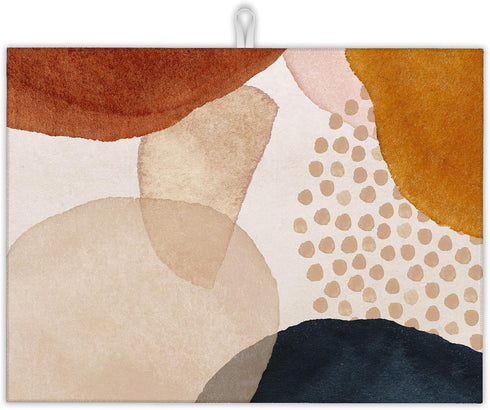 Boho Abstract Dish Drying Mats 18x24 Inch, Ultra Absorbent Microfiber Dish Pad for Kitchen Counter Decor