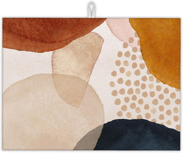 Boho Abstract Dish Drying Mats 18x24 Inch, Ultra Absorbent Microfiber Dish Pad for Kitchen Counter Decor