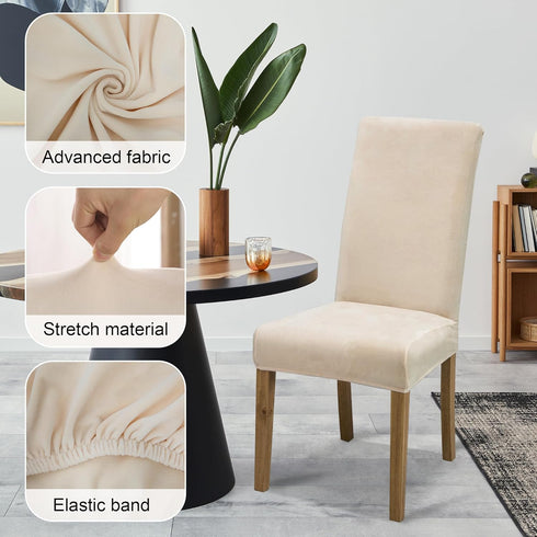 Set 6,Stretch Velvet Dining Chair Covers,Dining Room Chair Covers of Kitchen Chair Cover,Soft Washable Dining Chair