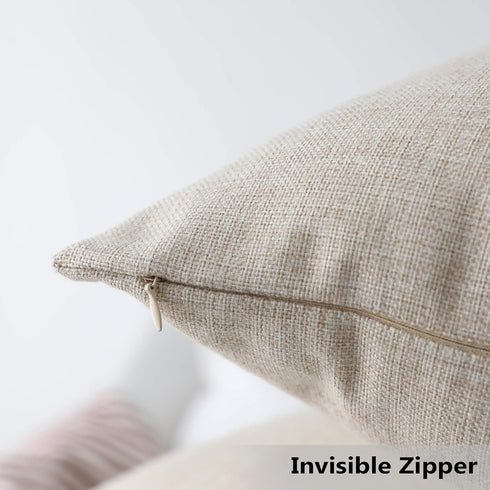 Home Brilliant Linen Pillow Covers 18x18 Set of 2 Decorative Beige Throw Pillows Cover for Couch
