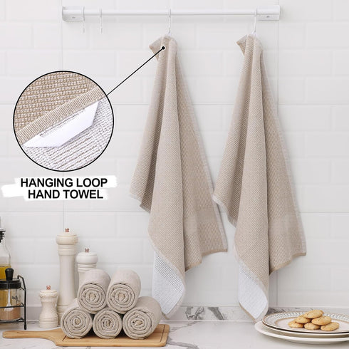 Towels(18x 28, 6 Pack), 380 Set Homaxy Premium Kitchen Large Cotton Kitchen Hand Towels, Flat and Terry Dish Towels