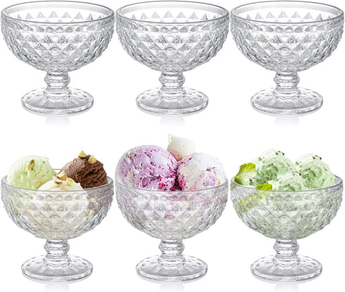 ZOOFOX Set of 6 Glass Dessert Bowls, 12 Oz Glass Ice Cream