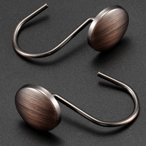 CHICTIE Bronze Shower Curtain Hooks Rings - Oil Rubbed Metal Rust Resistant Decorative Shower Curtain Hooks, Set of 12