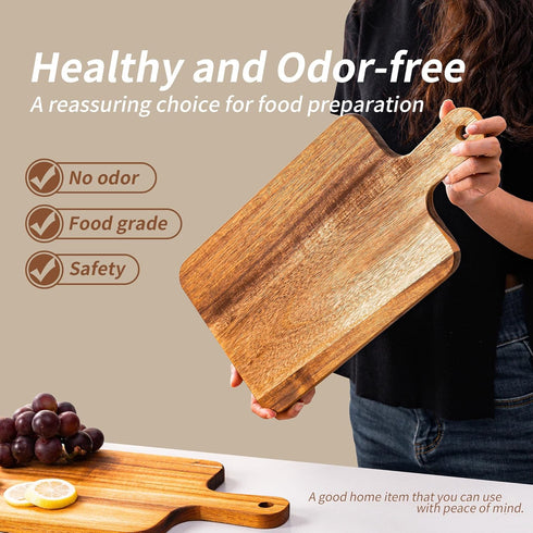 6 Packs Handles,15.8x7.7 Inch Acacia Wood Cutting Board with Wooden Kitchen Cutting Board Bulk, Serving Board