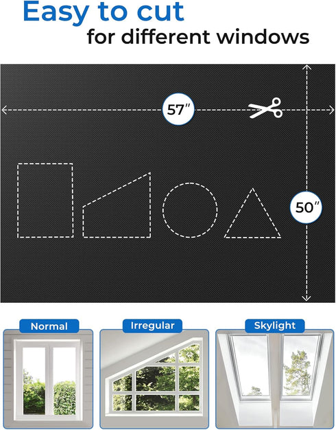 50"x57" Portable Blackout Curtains with Hook & Loop Tapes, 100% Blackout Window Shades (Black)